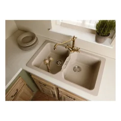 RUBINETTO MISCELATORE PER LAVELLO CUCINA A CROCE COMANDO A VITE ALTO BRONZATO