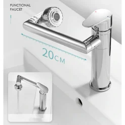 RUBINETTO MISCELATORE PER LAVABO LAVANDINO GIREVOLE 360° CON DOPPIO AREATORE