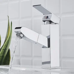 RUBINETTO MISCELATORE PER LAVANDINO LAVABO CROMATO CON DOCCETTA ESTRAIBILE