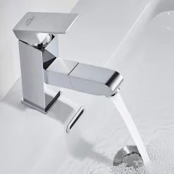 RUBINETTO MISCELATORE PER LAVANDINO LAVABO CROMATO CON DOCCETTA ESTRAIBILE