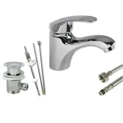RUBINETTO MONOFORO LAVABO MISCELATORE MONOCOMANDO DA BAGNO OTTONE CROMATO 52328A