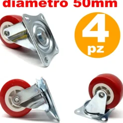 RUOTA CON PIASTRA GIREVOLE PER CARRELLO SEDIA DIAMETRO 5CM 50 MM NUCLEO PLASTICA