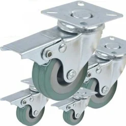 RUOTA GOMMA RIGIDA CON PIASTRA GIREVOLE E FRENO BLOCCO DIAMETRO RUOTA 75x21