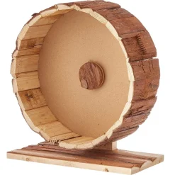 RUOTA IN LEGNO NATURALE ACCESSORIO PER RODITORI 29 X 14 X 31 CM CON PIEDISTALLO