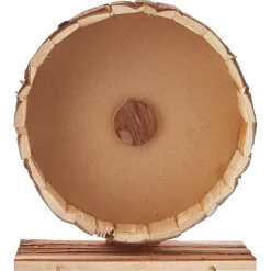RUOTA IN LEGNO NATURALE ACCESSORIO PER RODITORI 29 X 14 X 31 CM CON PIEDISTALLO