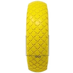 RUOTA PIENA ANTIFORATURA PU GIALLA CARRELLO CARRIOLA 25CM CERCHIO IN PLASTICA