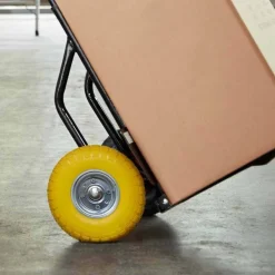 RUOTA PIENA ANTIFORATURA PU GIALLA CARRELLO CARRIOLA 25CM CERCHIO IN ACCIAIO