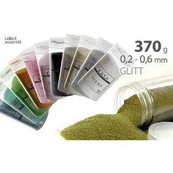 SABBIA GLITT COLORATA DECORATIVA DECOUPAGE 370 GR 0,2-0,6 MM VARI COLORI 712623