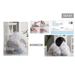 SACCHETTO LAVANDERIA BUCATO BORSA A RETE BIANCHERIA 60 X 80CM CON COULISSE 58141