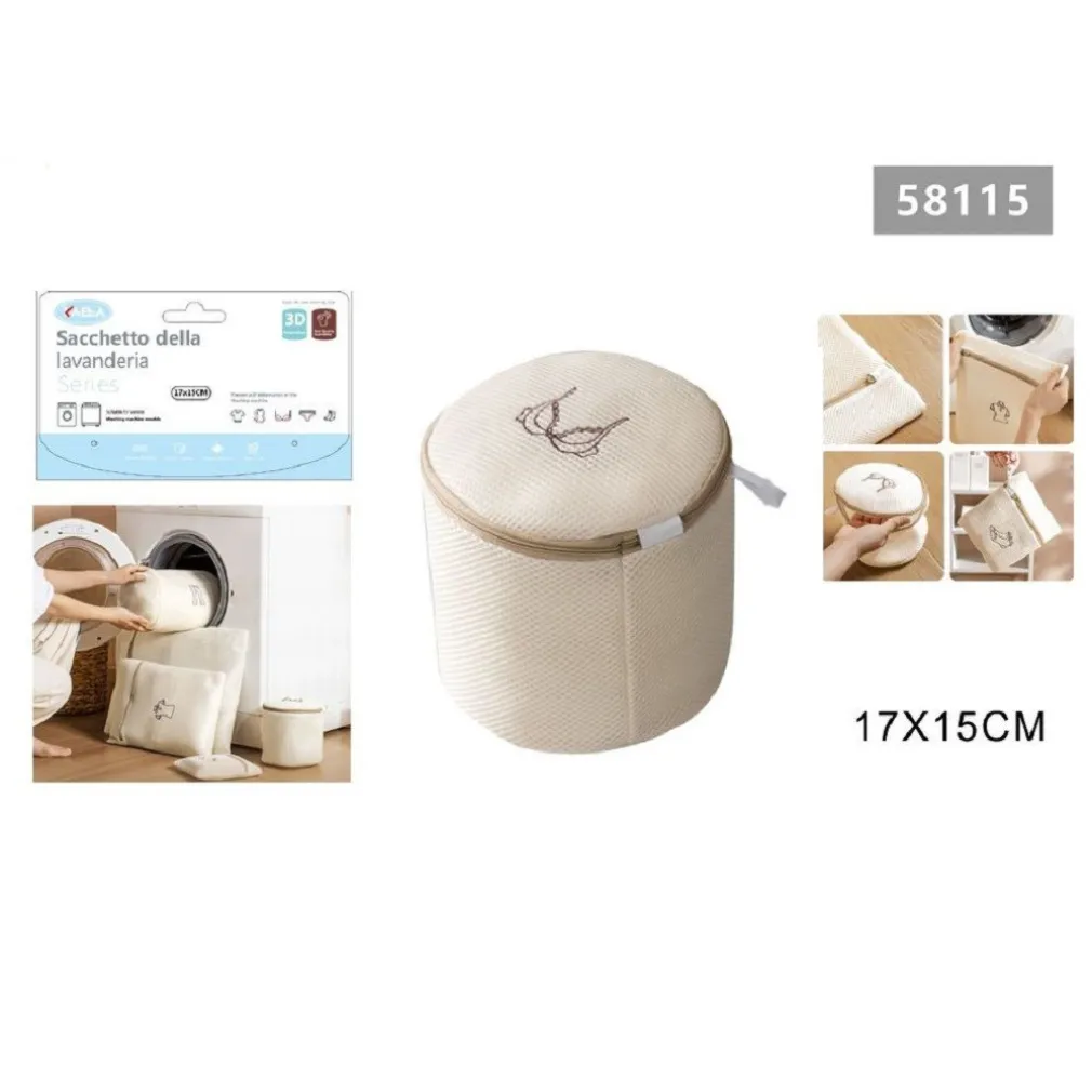 SACCHETTO LAVATRICE BEIGE BORSA BIANCHERIA INTIMA LAVAGGIO A RETE 17X15CM 58115