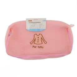 SACCHETTO PER LAVANDERIA LAVATRICE LAVAGGI BIANCHERIA RETE ROSA 36X18X10CM 59372