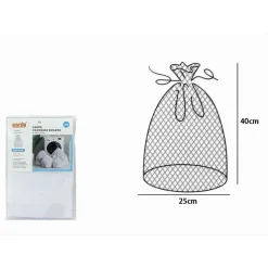 SACCHETTO RETE FINE FORMA A SACCO SALVABIANCHERIA PROTEGGI BUCATO 25X40 CM 59990