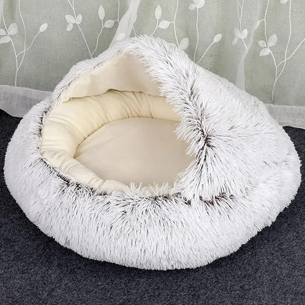 SACCO A PELO SEMI CHIUSO PELLICCIA SINTETICA MORBIDO PER GATTI CANI MARRONE 65CM