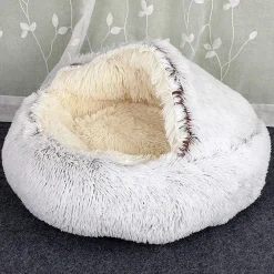 SACCO A PELO SEMI CHIUSO PELLICCIA SINTETICA MORBIDO PER GATTI CANI MARRONE 65CM