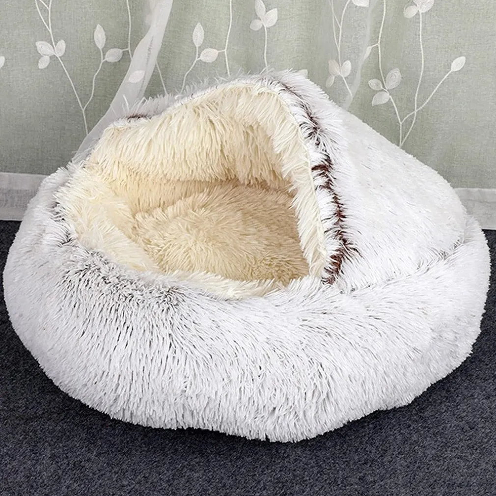 SACCO A PELO SEMI CHIUSO PELLICCIA SINTETICA MORBIDO PER GATTI CANI MARRONE 65CM