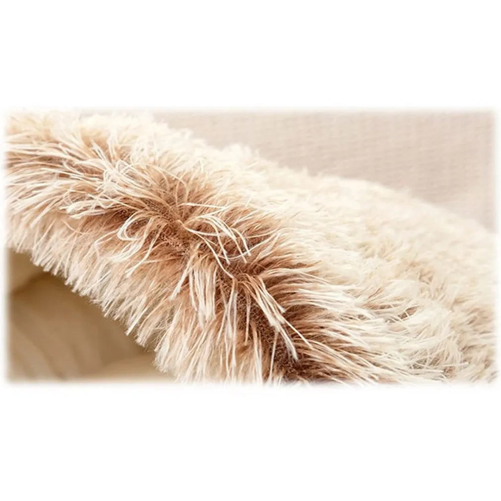 SACCO A PELO SEMI CHIUSO PELLICCIA SINTETICA MORBIDO PER GATTI CANI MARRONE 65CM