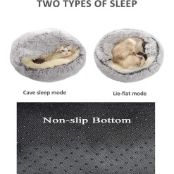 SACCO A PELO SEMI CHIUSO PELLICCIA SINTETICA MORBIDO PER GATTI CANI GRIGIO 50CM