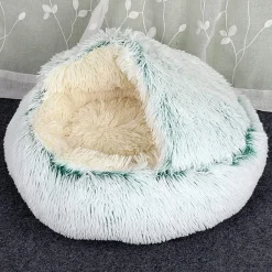 SACCO A PELO SEMICHIUSO IN PELLICCIA SINTETICA MORBIDO PER GATTI CANI VERDE 40CM