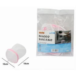 SACCO RETE LAVAGGIO LAVATRICE BIANCHERIA PER BUCATO CON ZIP TONDO 16X16 CM 59472