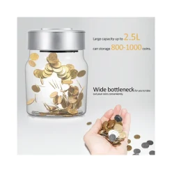 SALVADANAIO CON CONTAMONETE AUTOMATICO FORMA BARATTOLO DISPLAY LCD MONEY BOX LCD