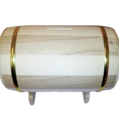 SALVADANAIO FORMA BOTTE IN LEGNO 12x9CM DECUPAGE MONETE BANCONOTE IDEA REGALO