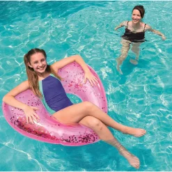 SALVAGENTE 91 CM GLITTER CIAMBELLA GONFIABILE DA MARE PISCINA STELLA CUORE 36141