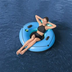 SALVAGENTE CIAMBELLA GONFIABILE POLTRONA CON MANIGLIE PORTABICCHIERI CORDA 43108