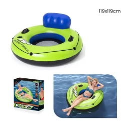 SALVAGENTE CIAMBELLA GONFIABILE POLTRONA CON MANIGLIE PORTABICCHIERI CORDA 43108
