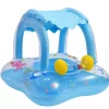 SALVAGENTE CON CAPPOTTINA 90X70CM CANOTTO GONFIABILE CANOA BAMBINI AZZURRO