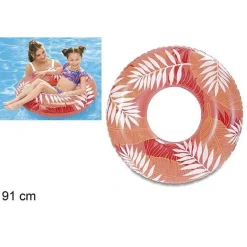 SALVAGENTE GONFIABILE ANELLO GALLEGGIANTE PISCINA TROPICALE ROSSO CORALLO 91CM 017549
