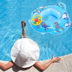 SALVAGENTE GONFIABILE BAMBINI MARE CON MUTANDINA E SCHIENALE 70 CM SQUALO BLU