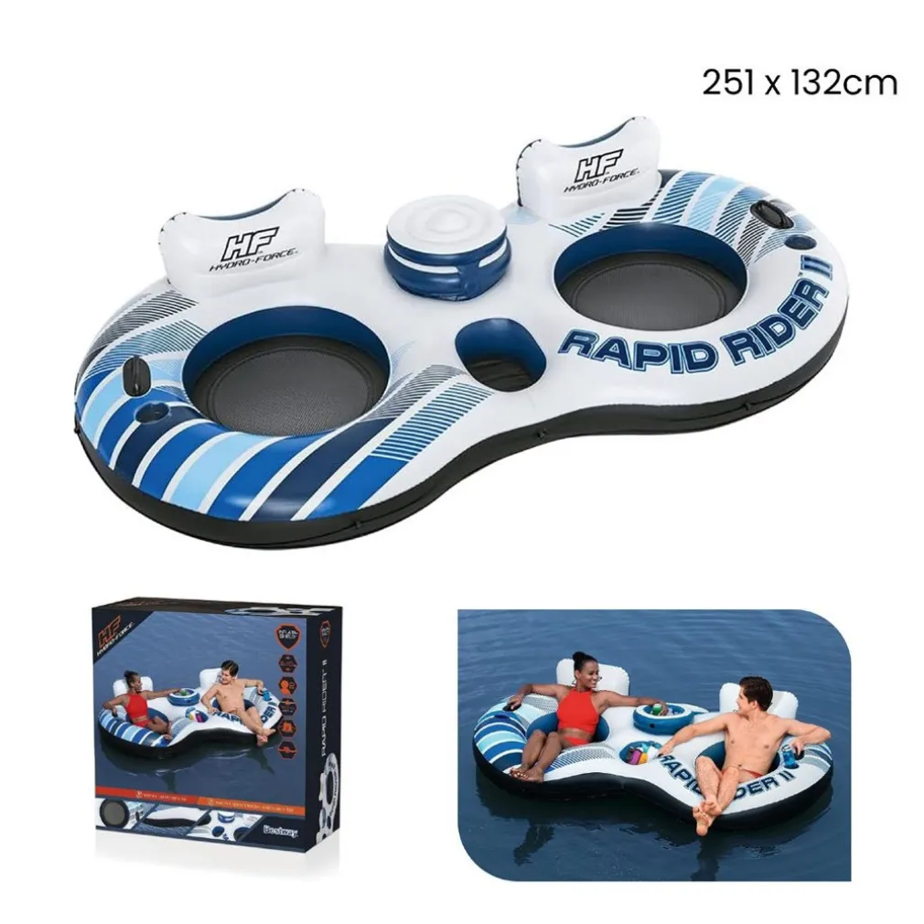 SALVAGENTE POLTRONA GONFIABILE GALLEGGIANTE RAPID RIDER 2 POSTI 251X132 CM 43113
