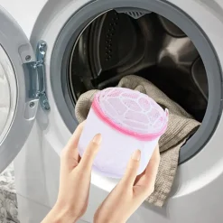 SALVAREGGISENO CON CERNIERA PIEGHEVOLE IN RETE PER LAVATRICE BIANCHERIA CUSTODIA Ø15XH13CM