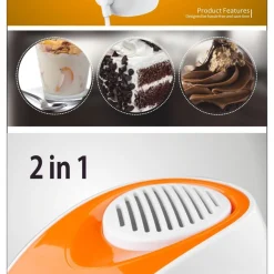 SBATTITORE ELETTRICO 5 VELOCITà CON ACCESSORI IN ACCIAIO INOX 150W BIANCO