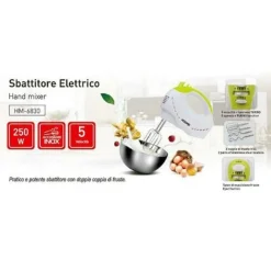 SBATTITORE ELETTRICO 250 WATT CON DOPPIO SET DI FRUSTE 5 VELOCITÀ HOOMEI HM-6830