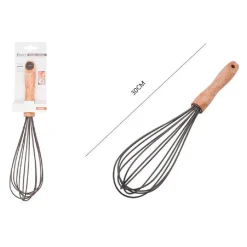 SBATTIUOVA FRUSTA 12" SBATTI UOVA IN SILICONE MANICO LEGNO 30CM DA CUCINA 50740