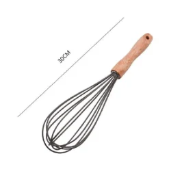 SBATTIUOVA FRUSTA 12" SBATTI UOVA IN SILICONE MANICO LEGNO 30CM DA CUCINA 50740