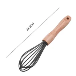 SBATTIUOVA FRUSTA 8" SBATTI UOVA IN SILICONE MANICO LEGNO 22.5CM DA CUCINA 50738