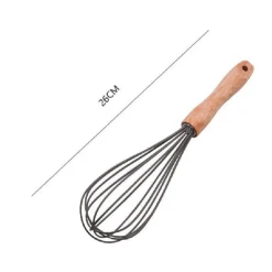 SBATTIUOVA FRUSTA 10" SBATTI UOVA IN SILICONE MANICO LEGNO 26 CM DA CUCINA 50739
