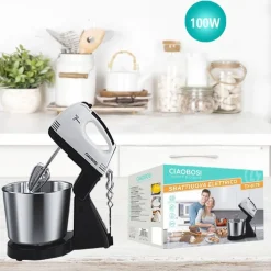 SBATTIUOVA FRUSTA SBATTITORE ELETTRICO MISCELA 100W CON SECCHIO ACCIAIO TX-8175