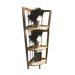 SCAFFALE ANGOLARE 3 RIPIANI LEGNO X DECOUPAGE MENSOLA RICHIUDIBILE PORTA PIANTE