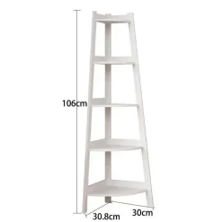 SCAFFALE ANGOLARE DA PARETE A FORMA DI SCALA CON 5 LIVELLI RIPIANI LIBRERIA MULTIUSO