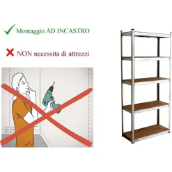 SCAFFALE IN METALLO PER GARAGE SCAFFALATURA ALTA PORTATA 5 RIPIANI REGOLABILI 90X40XH180CM