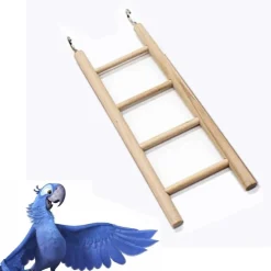 SCALA IN LEGNO NATURALE PER UCCELLI PAPPAGALLI CRICETI SCALETTA 20CM CON GANCI
