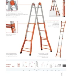 SCALA SCALETTO TELESCOPICO SUPER IN ACCIAIO 5,20 MT GIERRE MULTIUSO 5+4 GRADINI