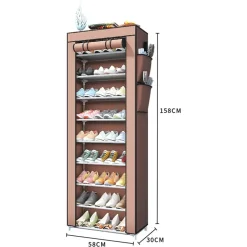 SCARPIERA A 9 RIPIANI COPERTURA ANTIPOLVERE ORGANIZER CORRIDOIO INGRESSO 58X30X158CM