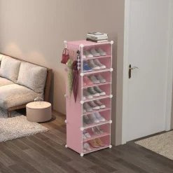 SCARPIERA A 8 STRATI MODULARE CON PORTA GANCI IN METALLO PORTASCARPE PER INGRESSO CAMERA