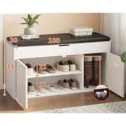 SCARPIERA DA INGRESSO CASSAPANCA PORTASCARPE 100 X 30 X 39 CM MULTIFUNZIONE