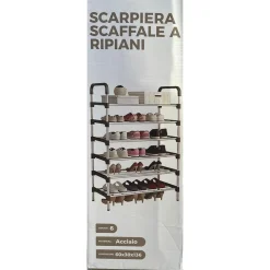 SCARPIERA SCAFFALE A 6 RIPIANI SALVASPAZIO ORGANIZER ORDINA ARREDO SCARPE IN ACCIAIO