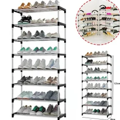 SCARPIERA SCAFFALE MULTIUSO 8 RIPIANI IN METALLO SALVASPAZIO 123X30X60CM